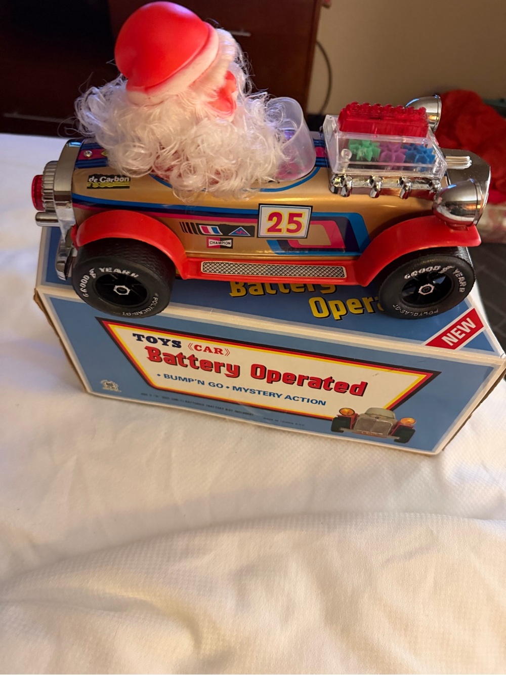 Battery Operated Kids Toy Car with Santa Figure - Red